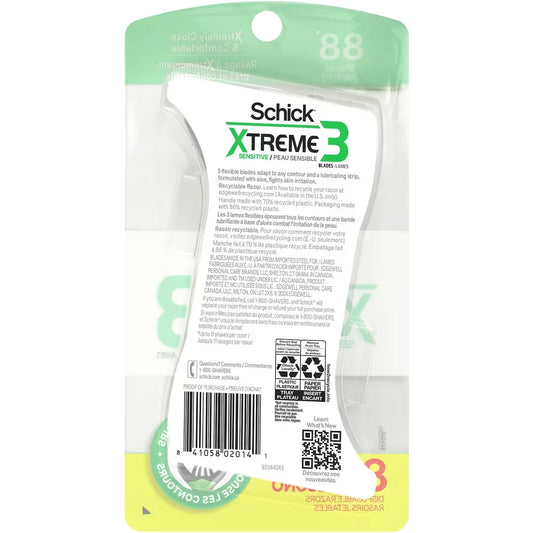 Xtreme 3 Schick Sensitive 3 Blade Disposable Razors for Men, 8 ct product detail