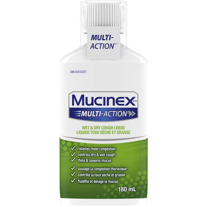 Mucinex Multi-ActionTM Wet & Dry Cough, Liquid, 180 Ml front package