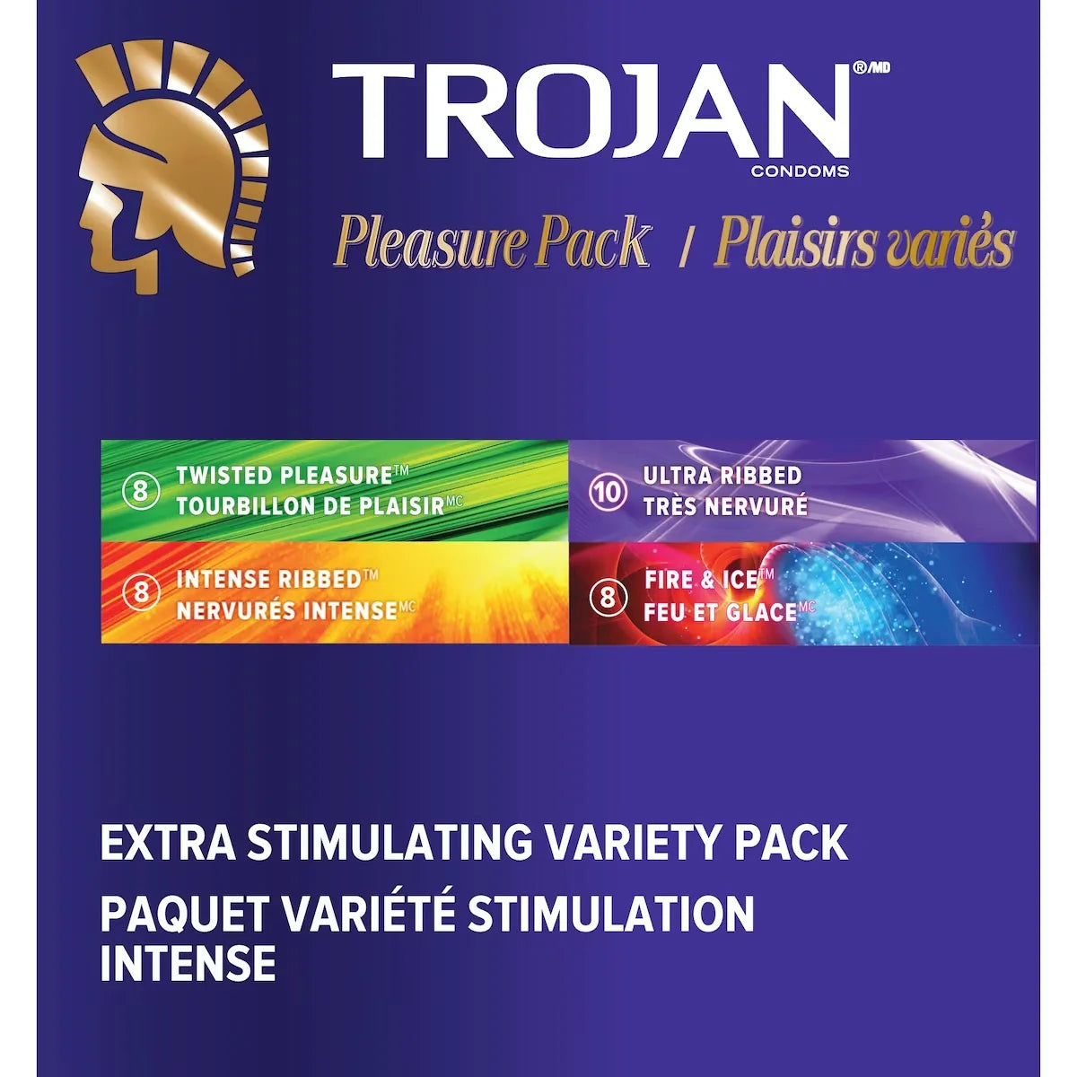 Trojan Pleasure Pack Assorted Lubricated Condoms, Extra Stimulating product detail