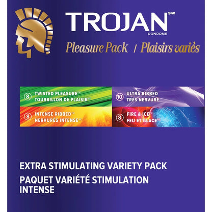 Trojan Pleasure Pack Assorted Lubricated Condoms, Extra Stimulating product detail