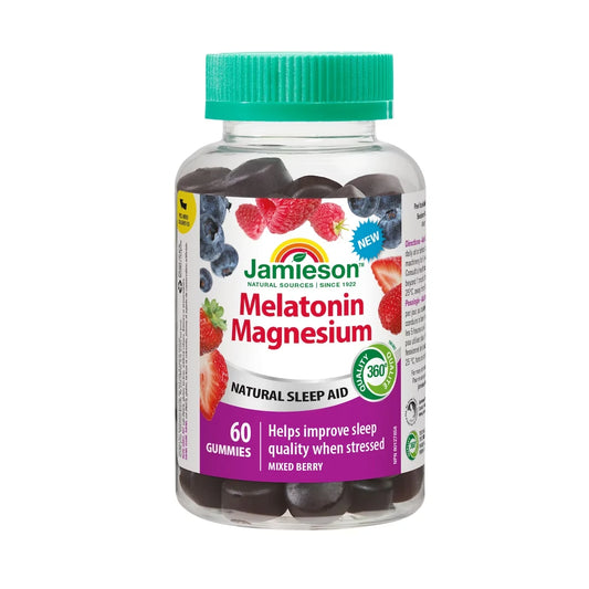 Jamieson Melatonin Magnesium Gummies Mixed Berry Flavour, 60 Count front package