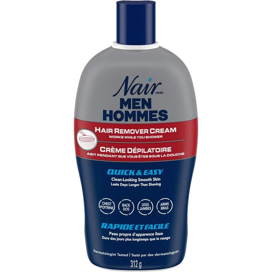 Nair Men's Quick and Easy Hair Remover Shower Cream for Body front package