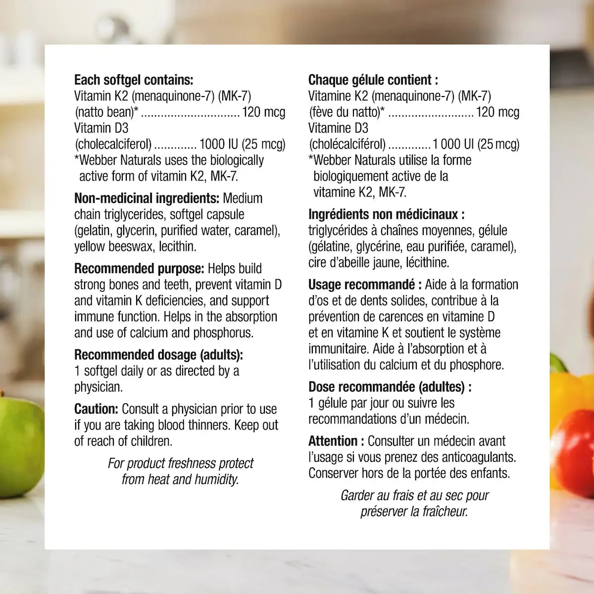 Webber Vitamin K2+D3 120 mcg/1000 IU product detail