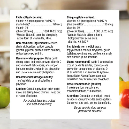 Webber Vitamin K2+D3 120 mcg/1000 IU product detail