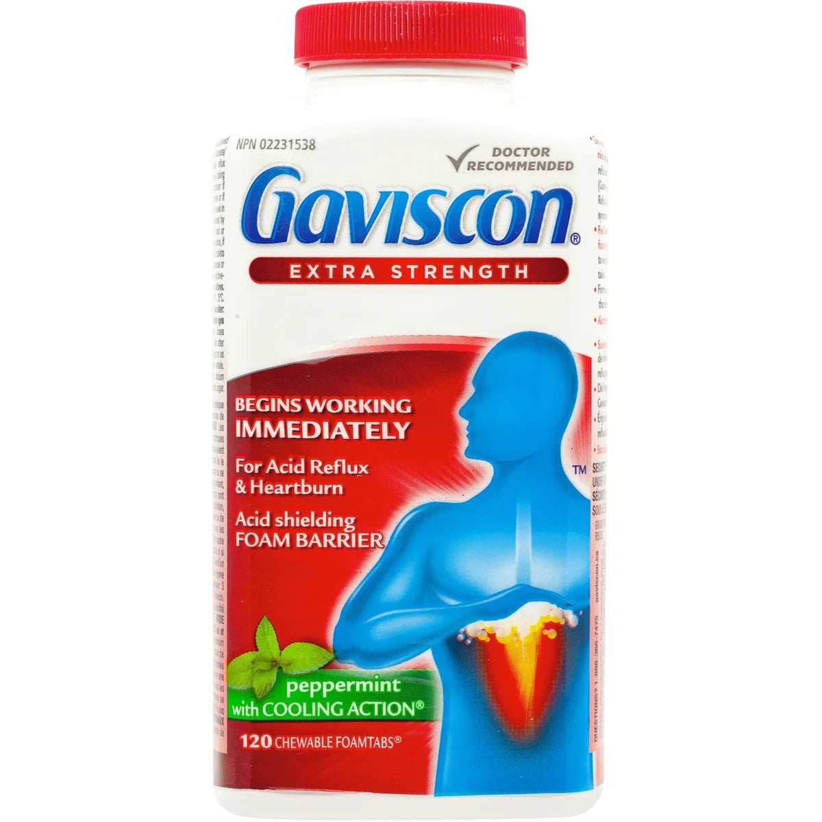 Gaviscon Extra Strength Chewable Foamtabs Peppermint with Cooling Action front package