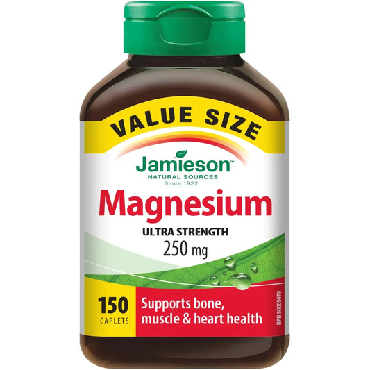 Jamieson Magnesium High Potency Caplets, 250 mg Value Pack 150 count front package
