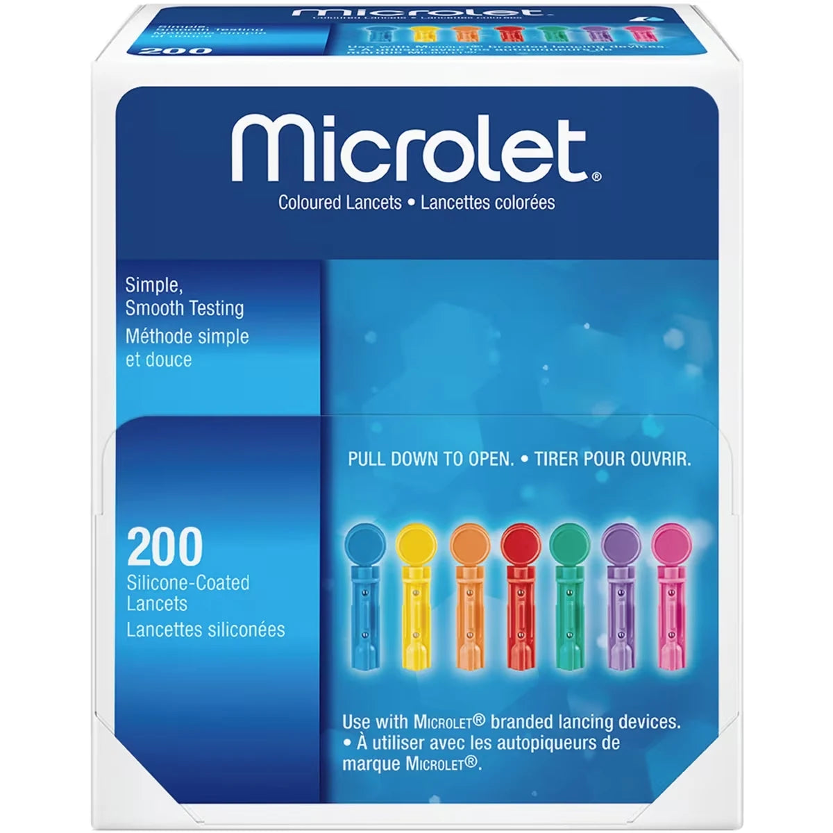 Microlet Coloured Lancets 200'S front package