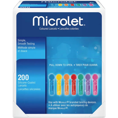 Microlet Coloured Lancets 200'S front package
