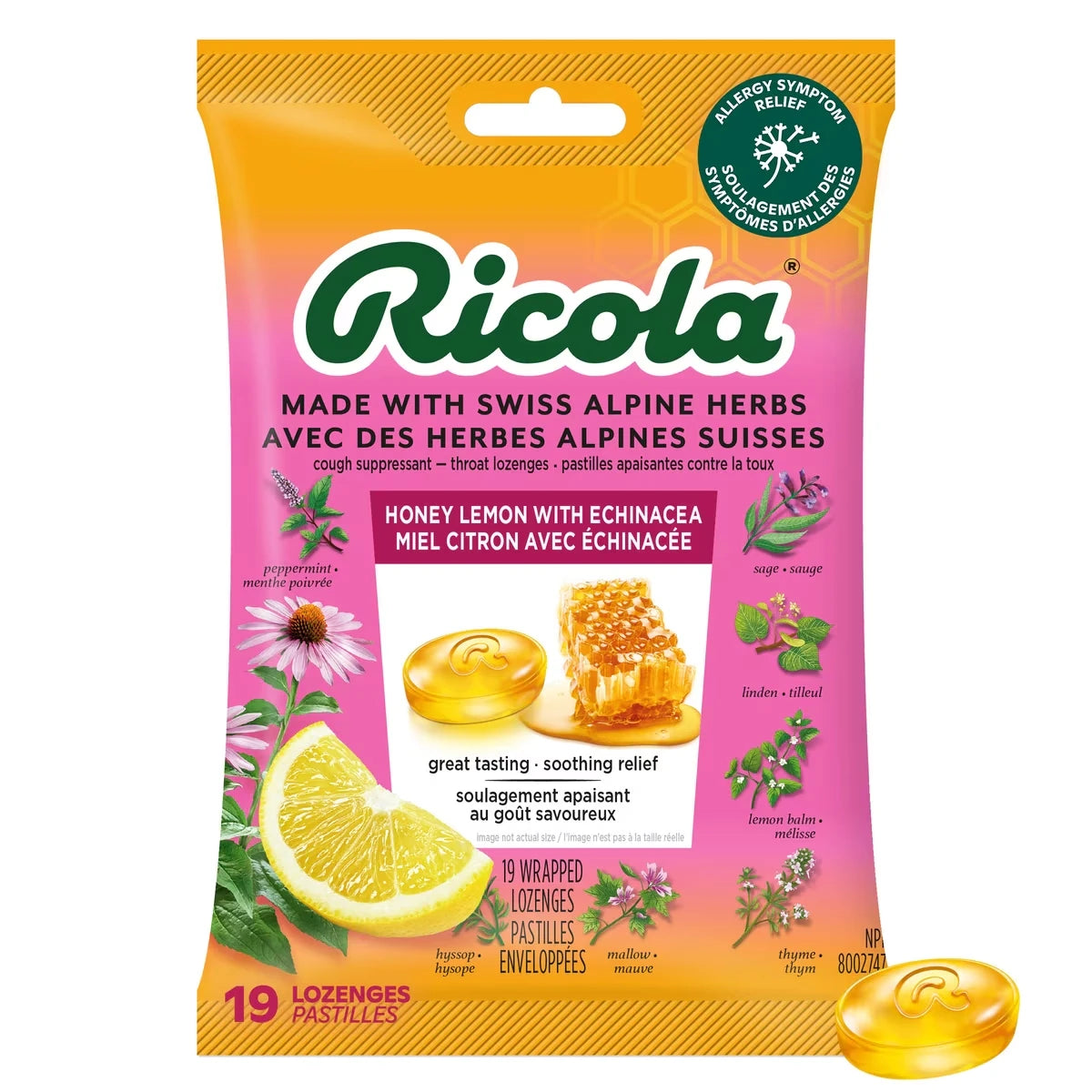 Ricola Honey Lemon with Echinacea Menthol Cough Drops product image