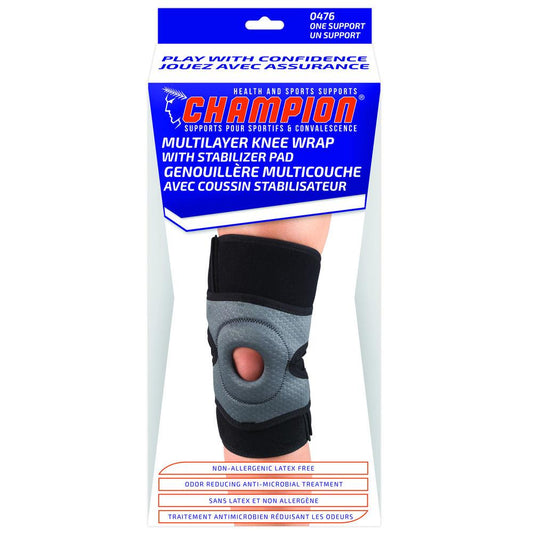 Airway Multilayer Knee Wrap With Stabilizer Pad Charcoal/Black,Regular 0476- — Each — product image