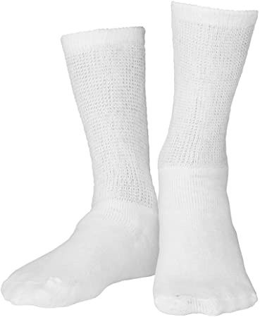 Airway Truform Comfort Care Non-Compression Diabetic Socks Crew Length White, Small (Men: 4-6 Women: 5 1918WH-S — Pair of 3 — product image