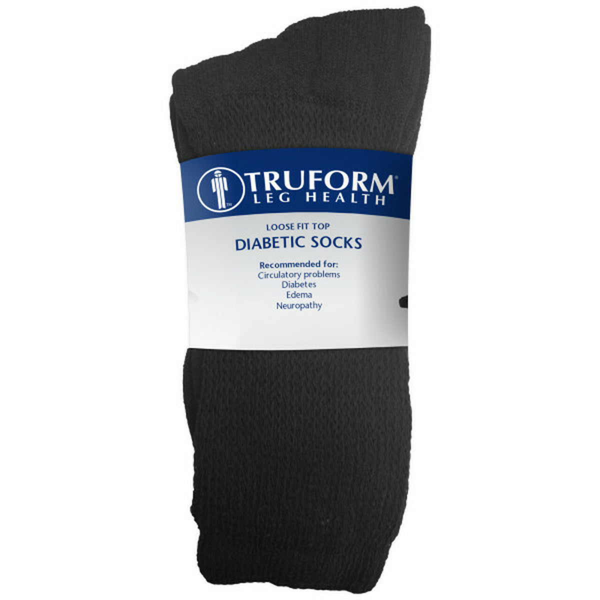 Airway Truform Men'S Casual 15-20 mmHg Crew Sock Large (15 1/2 - 18") Black 1932BL-L — Pair — product image