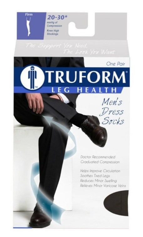 Airway Truform Men'S 20-30 mmHg Knee-High Dress-Style Compression Sock Medium (7 1/2-10) Black Latex-F 1944BL-M — Pair — product image