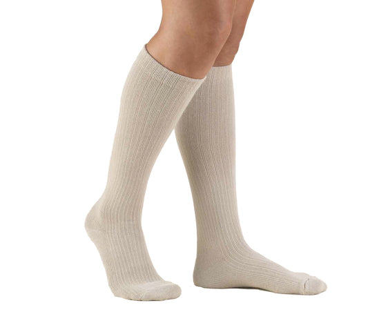 Airway Ladies Casual Compression Socks, Knee High 15-20 mmHg, Tan, Large - Pair