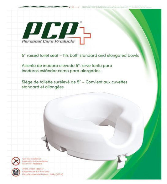 Airway Universal Raised Toilet Seat 5" Fits Round & Elongated Bowl - Each