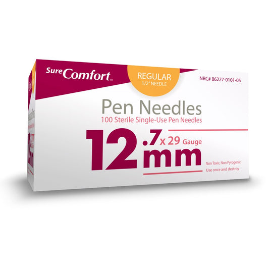 Allison Medical Sure Comfort Pen Needles, 29g, 1/2in (12 mm) Regular - Box of 100