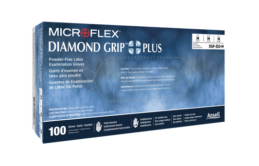 Ansell Diamond Grip Plus Latex Gloves Small 5.5mil, 9.6" Cuff - Box of 100