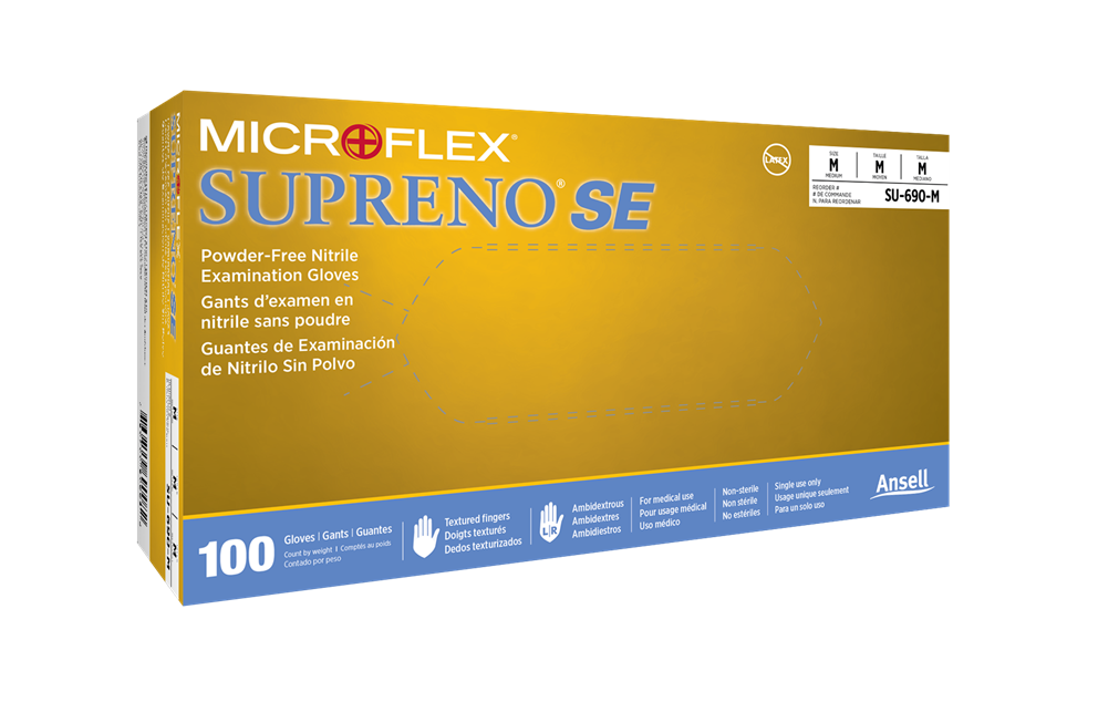 Ansell Supreno Se Nitrile Gloves Violet X-Small 4.3mil, 9.6" Cuff GLO-SU-690-XS — Box of 100 — product image