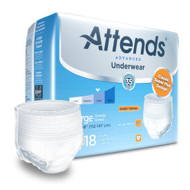 Attends 25032 - Attends Advanced Underwear, Large - Waist Size 44" - 58" - 4 Bags Of 18 APP0730 —  — product image