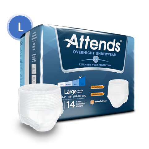 Attends 36595 - Attends Discreet Underwear Overnight, Large - Waist Size 38"- 50" - 4 Bags Of 14 APPNT30 —  — product image