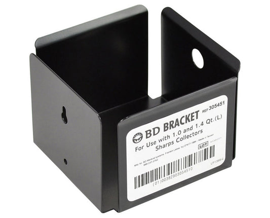Becton Dickinson Cup Bracket For 1q And 1.4q Sharps Collector, W3" x L4" x H4", Black. - Each