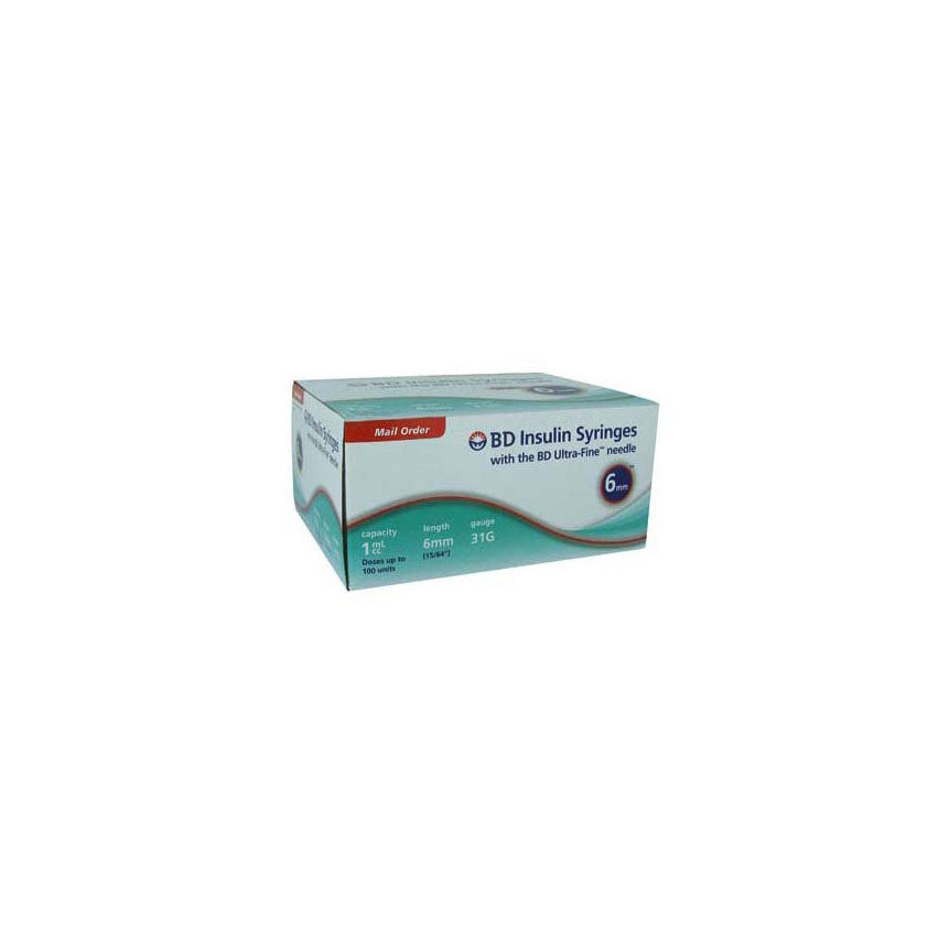 Embecta (Formerly Bd) Insulin Syringe 1 mL, 31g X 6mm Needle 324921 — Box of 100 — product image