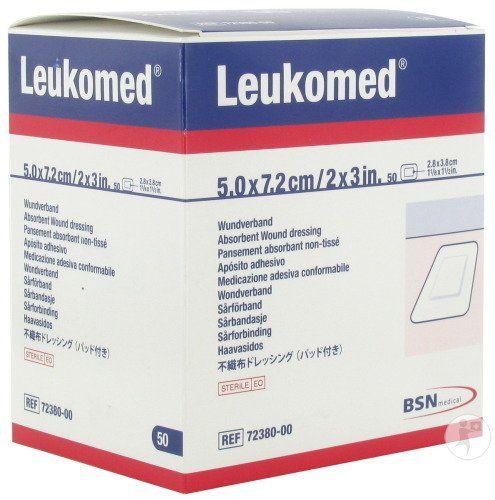 Bsn Leukomed Non-Wov Adh Sterile Dressing With Absorb Pad 7.2 cm x 5 cm (Hospital Pack) - Box of 50