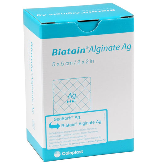 Coloplast Biatain Alginate Ag, Size 6in x 6in (15 cm x 15 cm) - Box of 10