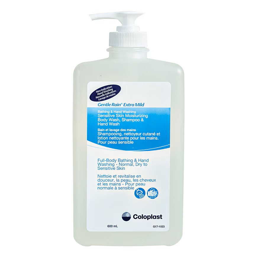 Medline Gentle Rain Extra Mild Body Wash, Shampoo And Hand Wash, Fragrance Free, 600 mL 7075 — Each — product image