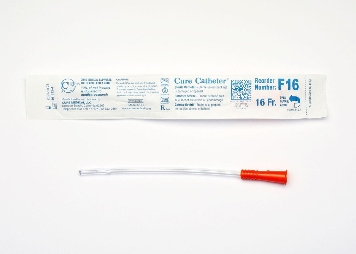 Cure Medical Cure Intermittent Cath Female 16 Fr 6in Straight Tip F16 — Box of 30 — product image