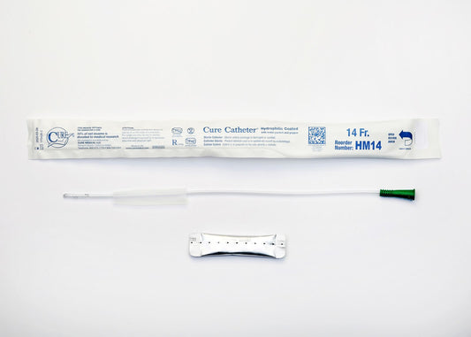 Cure Medical Cure Intermittent Male Cath 16",Straight Tip ,Hydrophilic 14 Fr - Box of 30