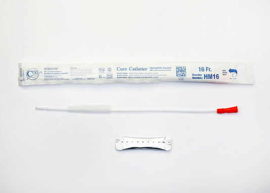 Cure Medical Cure Intermittent Male Cath 16" Stright Tip ,Hydrophilic 16 Fr - Box of 30