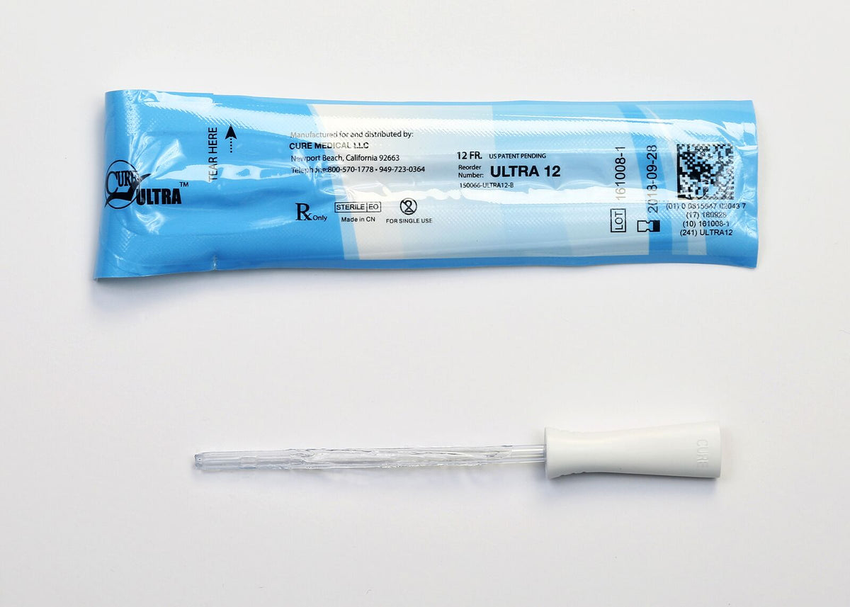Cure Medical Cure Intermittent Female Cath 6" Pre-Lubricated Straight-Tip 12 Fr ULTRA12 — Box of 30 — product image