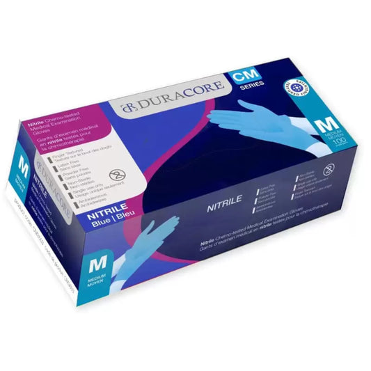 Viedera Bx100 Duracore Blue Nitrile Exam Glove Md Chemo-Tested Finger-Texture Non Sterile Powder Free 3.2mil