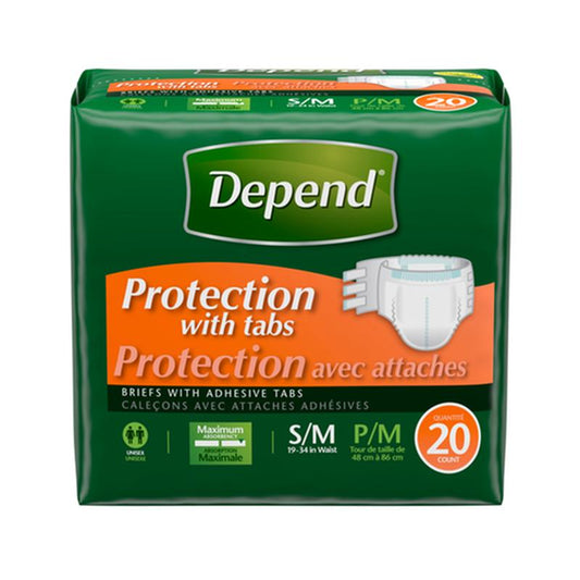 Kimberly Clark Depend Mainline Maximum Briefs Sm/Md Unisex Convenience - Package of 20