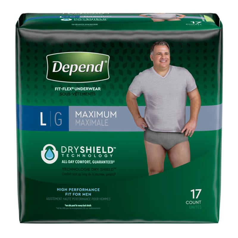 Kimberly Clark Depend Fit-Flex Maximum Underwear Large Male Convenience 47926 — Package of 17 — product image