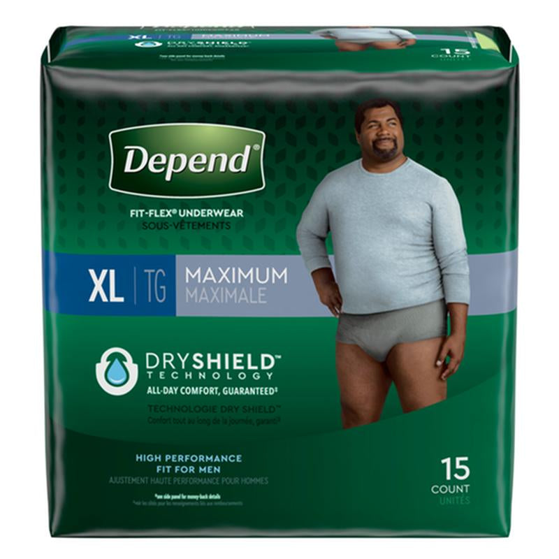 Kimberly Clark Depend Fit-Flex Maximum Underwear X-Large Male Convenience 47930 — Package of 15 — product image