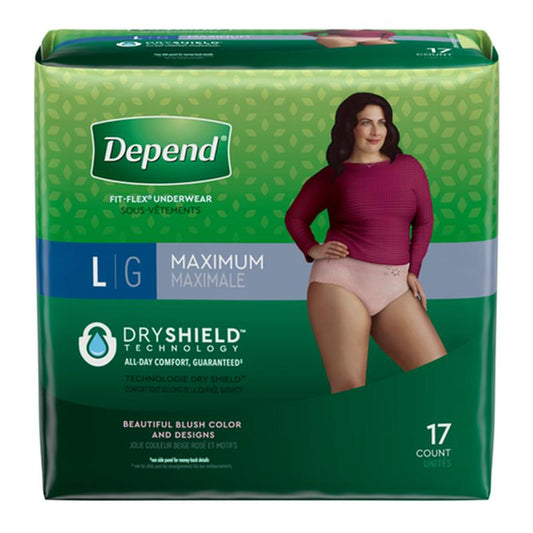 Kimberly Clark Depend Fit-Flex Maximum Underwear Large Female Convenience - Package of 17