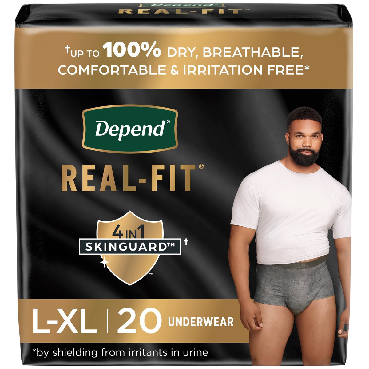 Kimberly Clark Depend Real Fit Maximum Grey Underwear Lg/Xl Male Bulk 50979 — Package of 20 — product image