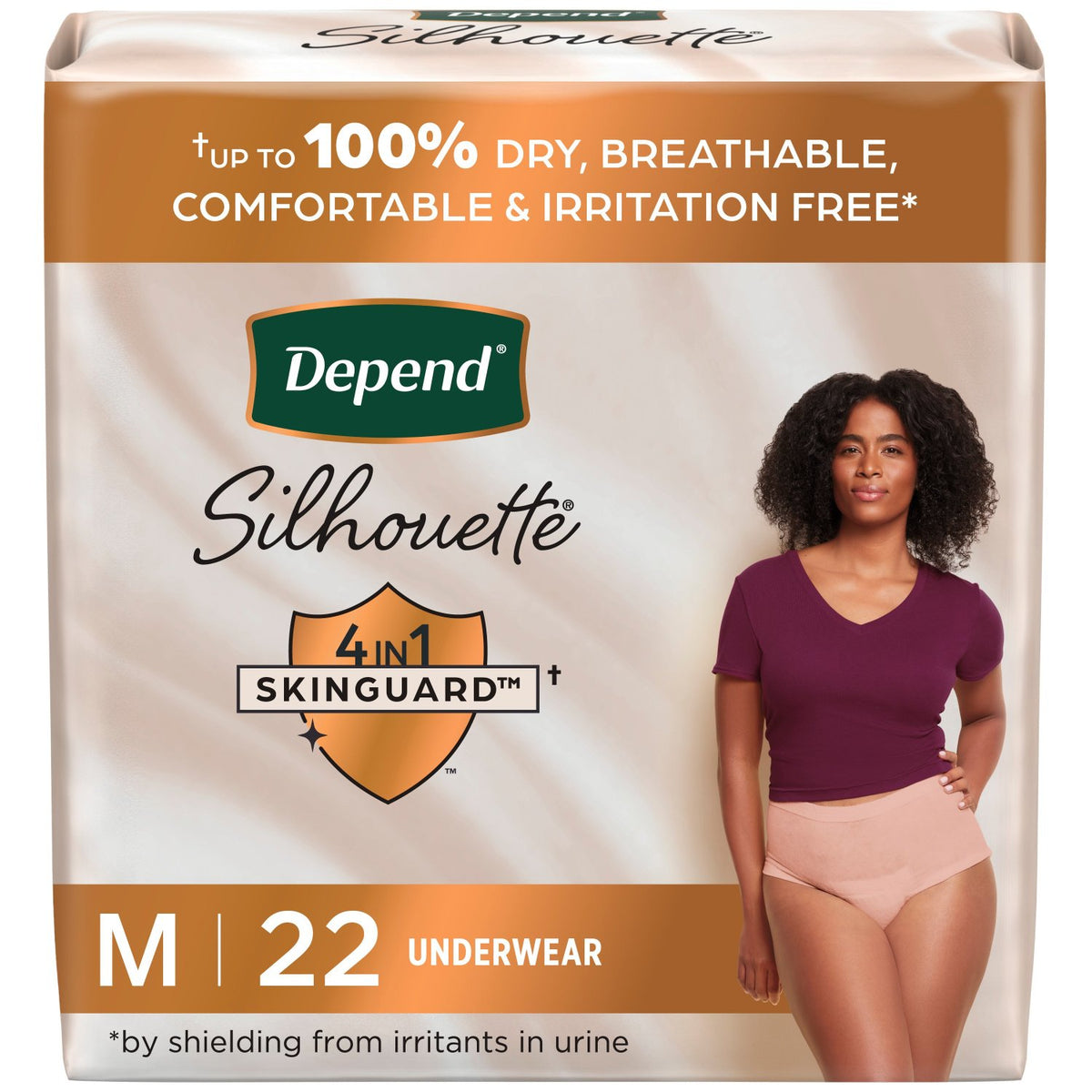 Kimberly Clark Depend Silhouette Maximum Pink Underwear Medium Female Bulk 51450 — Package of 22 — product image