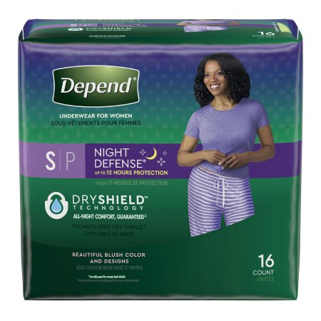 Kimberly Clark Depend Night Defense Overnite Underwear Blush Small For Women - Package of 16