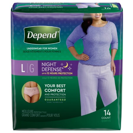Kimberly Clark Depend Night Defense Overnite Underwear Blush Female Large - Package of 14