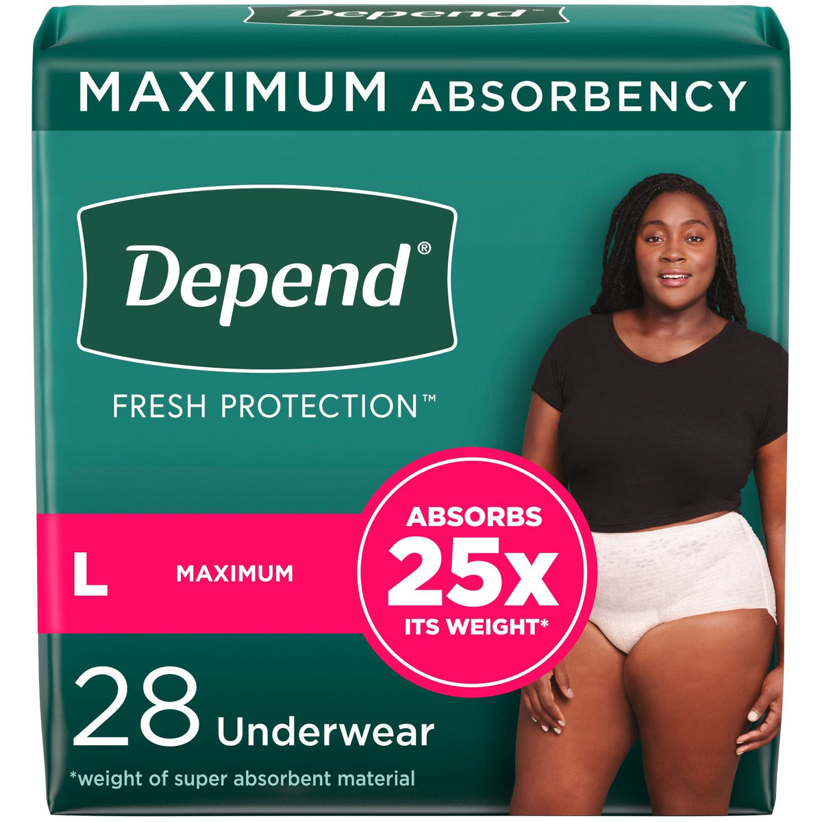 Kimberly Clark Depend Fit-Flex Maximum Underwear Large Female Bulk 53743 — Package of 28 — product image