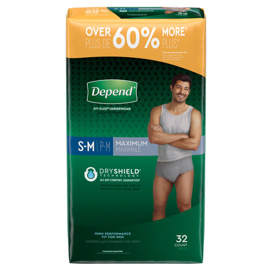 Kimberly Clark Depend Fit-Flex Maximum Underwear Sm/Md Male Bulk - Package of 32