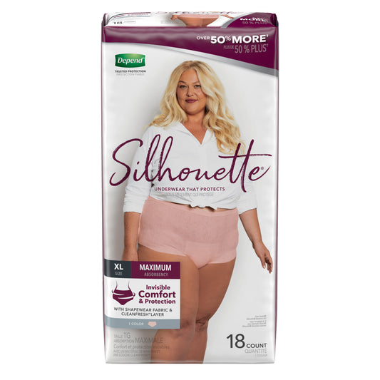 Kimberly Clark Depend Silhouette Maximum Pink Underwear x-Large Female Bulk - Package of 18