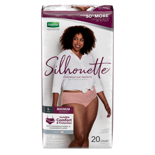 Kimberly Clark Depend Silhouette Maximum Pink Underwear Large Female Bulk - Package of 20