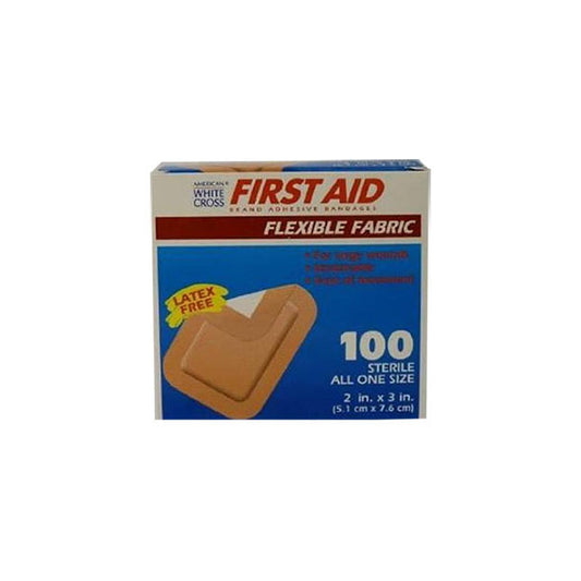 Derma Science First Aid Flexible Adhesive Bandage, 2" x 3" Sterile Fabric Latex-Free - Box of 100