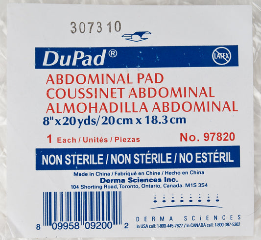 Derma Science Dupad Abdominal Pad 8in X 20yds, Non-Sterile 97820 — Pack — product image