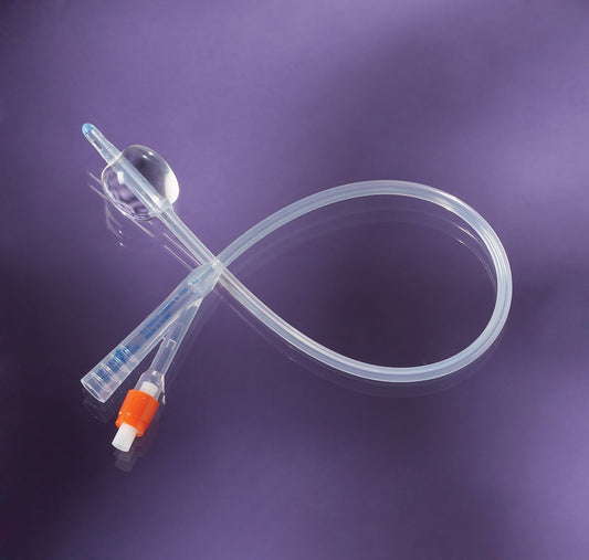 Medline 100% Silicone Foley Catheter, Size 10 Fr, 3cc, 2way - Box of 10