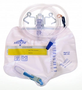 Medline Urinary Drainage Bags With Metal Clamp 2000 mL 15210 — Each — product image